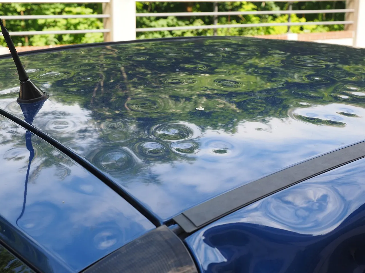 Hail damage on a roof panel
